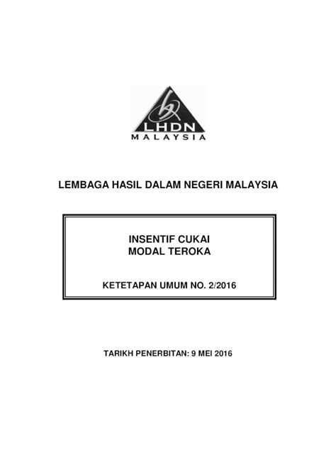 PDF LEMBAGA HASIL DALAM NEGERI MALAYSIA INSENTIF CUKAI 3 2