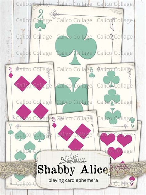 Alice In Wonderland Printable Playing Cards Digital Junk Etsy