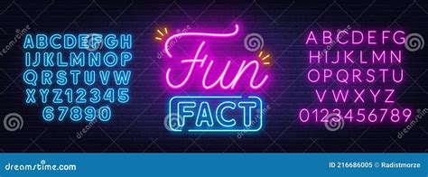 Fun Fact Neon Sign Glowing Neon Lettering Fun Fact Template Vector