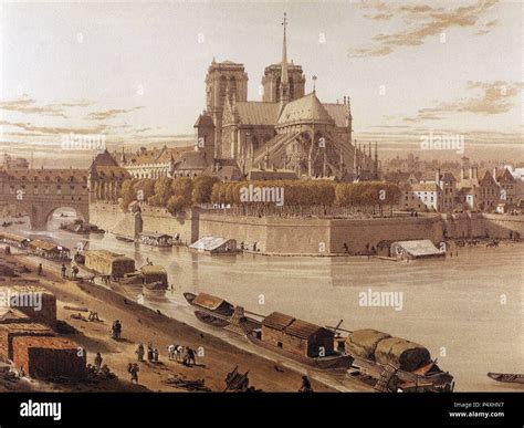 France Paris Notre Dame In 1750 Stock Photo Alamy