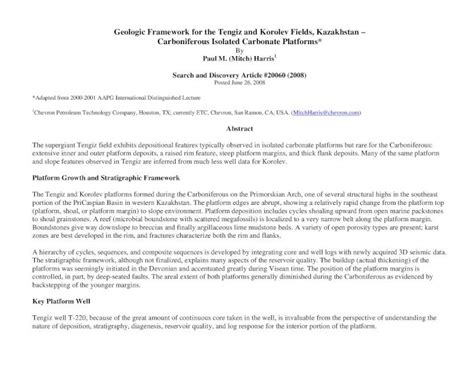 Pdf Geologic Framework For The Tengiz And Korolev Fields Kazakhstan