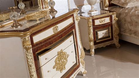 Casa Padrino Luxury Baroque Bedside Table White Beige Brown Gold