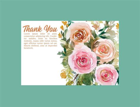 Thank You Card Template Watercolor Flower 12186668 Vector Art At Vecteezy