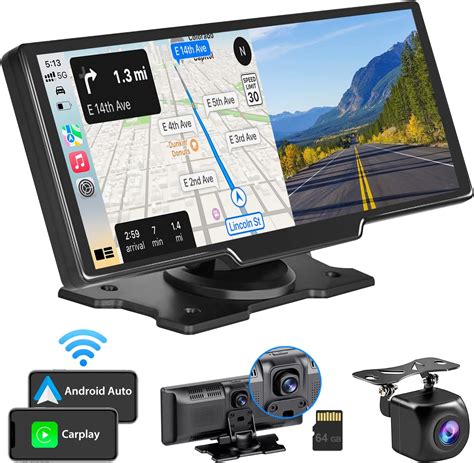 Westods Portable Wireless Carplay Car Stereo With K Dash Cam