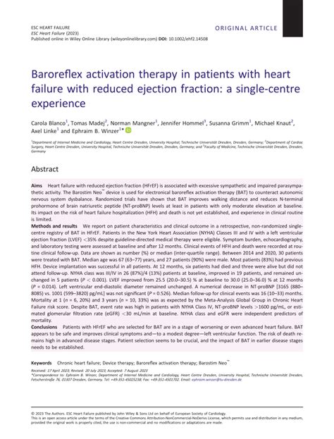 Pdf Baroreflex Activation Therapy In Patients With Heart Failure With