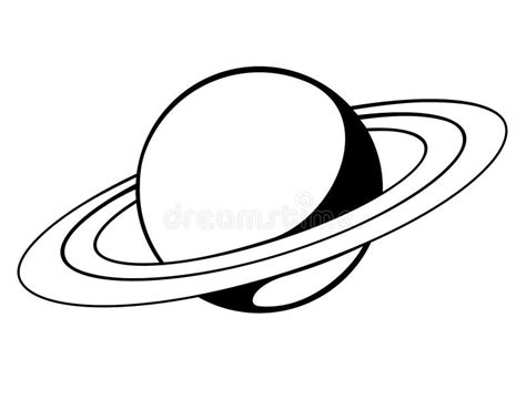 Saturno Y Sus Anillos Uno De Los Planetas Del Sistema Solar Vector Blanco Y Negro Imagen Para Un