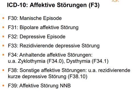 Arten affektiver Störungen im ICD 10 Klinische Psychologie