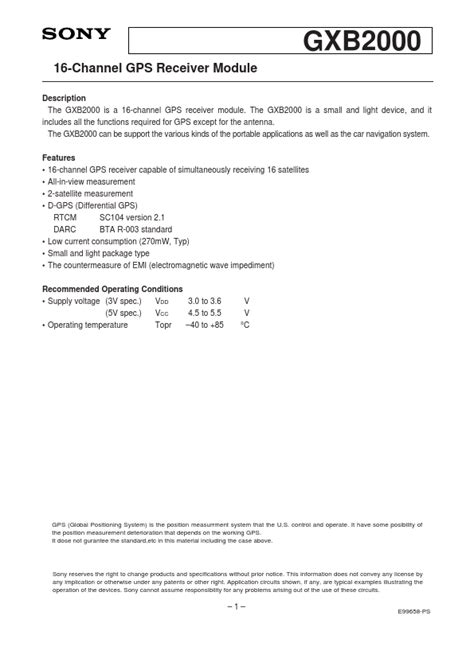 GXB2000 Datasheet PDF 16 Channel GPS Receiver Module