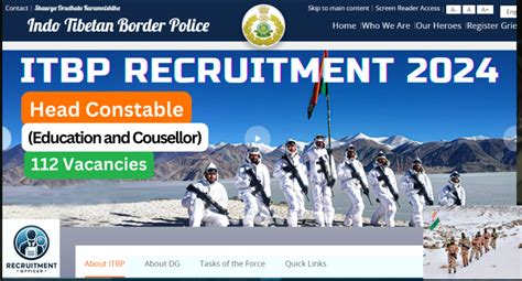 Itbp Head Constable Education And Stress Counsellors Recruitment 2024