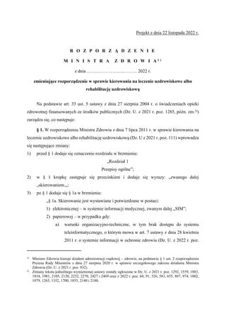 Projekt rozporządzenia z uzasadnieniem pdf