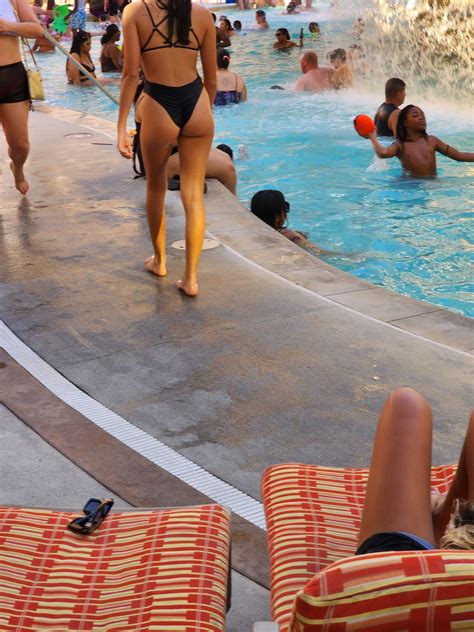 Slim Wet Bikini Girl At Pool Candid Teens