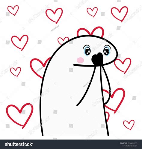 Flork Meme Sanvalentins Day Hearts Background Vetor Stock Livre De