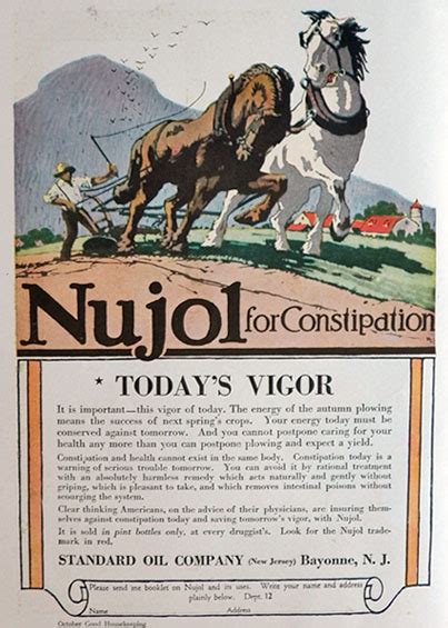 1917 Nujol Mineral Oil Ad ~ For Constipation, Vintage Health & Beauty Ads