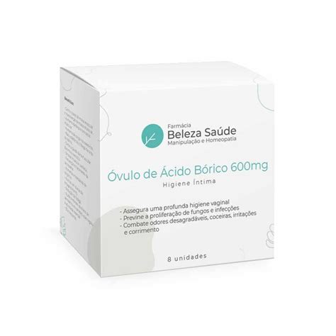 Óvulo de ácido bórico 600 mg Higiene Íntima Beleza Saúde Farmácia