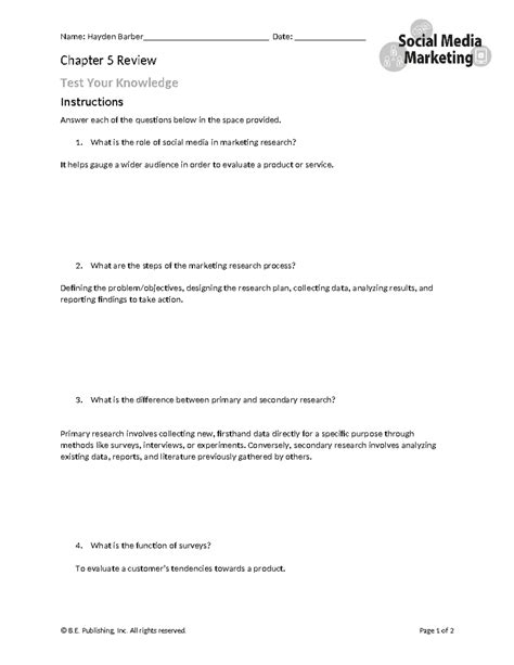 Chapter 5 Review: Test Your Knowledge on Marketing Research - Studocu