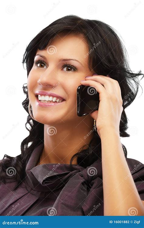 Beautiful Brunette With Cellphone Stock Photo Image Of Girl Cell