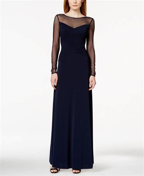 Calvin Klein Illusion Long Sleeve Gown Wedding Day Women Macys