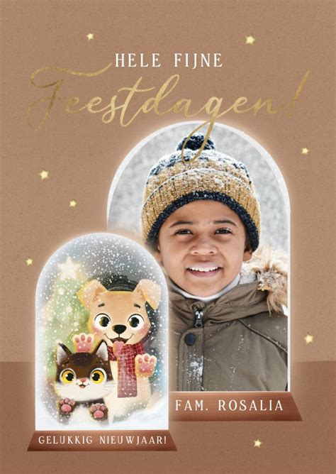 Kerstkaart Met Hond En Kat En Eigen Foto In Kaartje2go