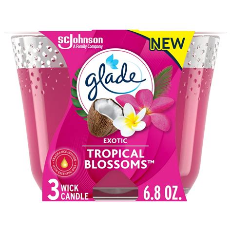 Glade Exotic Tropical Blossoms 3 Wick Candles Scented Pink Walmart