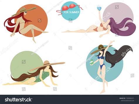 Set Vector Sexy Girl Bikini Swimsuitset Stock Vector Royalty Free 1399095371 Shutterstock