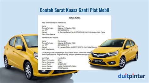 Surat Kuasa Ganti Plat Mobil Syarat Contoh Cara Membuat