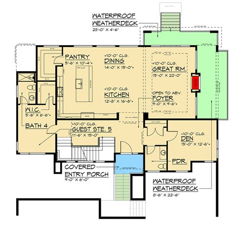 Modern House Plan with Rooftop Deck for a Front-Sloping Lot - 4972 Sq ...