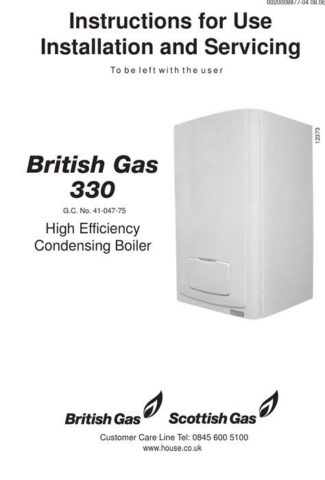 British Gas 330 Instructions For Use Installation And Servicing 1003121 ...