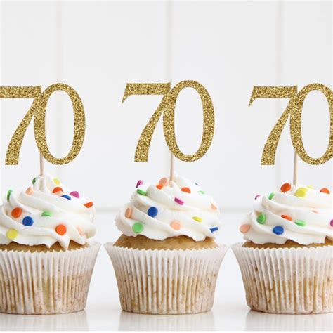 70th Birthday Cupcake Toppers Etsy