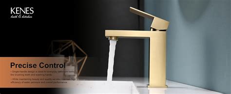 Kenes Brushed Gold Bathroom Faucet Modern Single Hole Bathroom Faucet