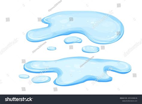 Set Water Puddle In Cartoon Style Isolated On Royalty Free Stock