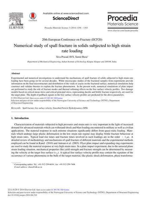 (PDF) Numerical Study of Spall Fracture in Solids Subjected to High ...