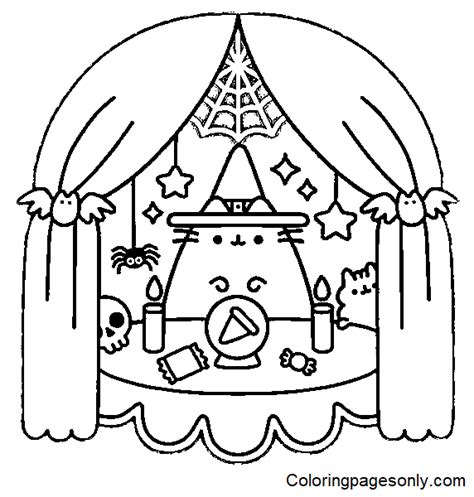 Pusheen Halloween Coloring Pages Coloring Pages