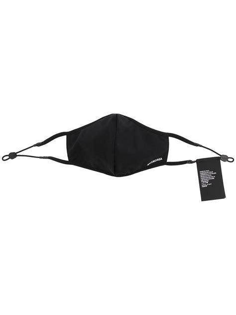Balenciaga Black Face Mask With White Micro Logo Modesens