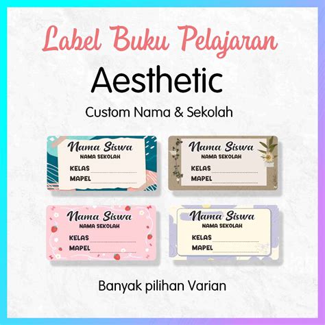 Jual Sticker Label Buku Pelajaran Sekolah Aesthetic Sticker Custom