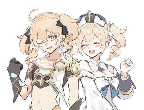 Aether And Barbara Genshin Impact Drawn By Nihon No Hentai Danbooru