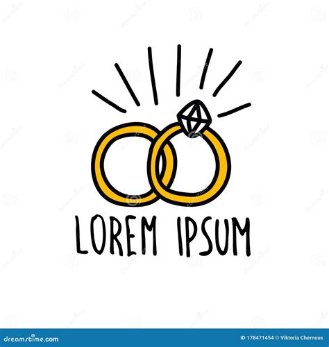 Wedding Rings Doodle Icon Vector Illustration Stock Illustration