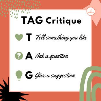 Free Art Critique Worksheet Tag Method Peer To Peer Feedback By