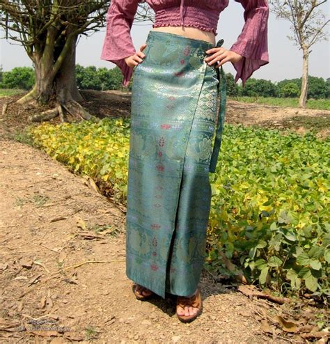 Wraps Skirts From Thailand Luxurious Thai Silk Wrap Skirt Peacock And Thailand Stitching