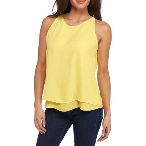 New Directions Yellow Rays Petite Solid Sleeveless Split Back Blouse