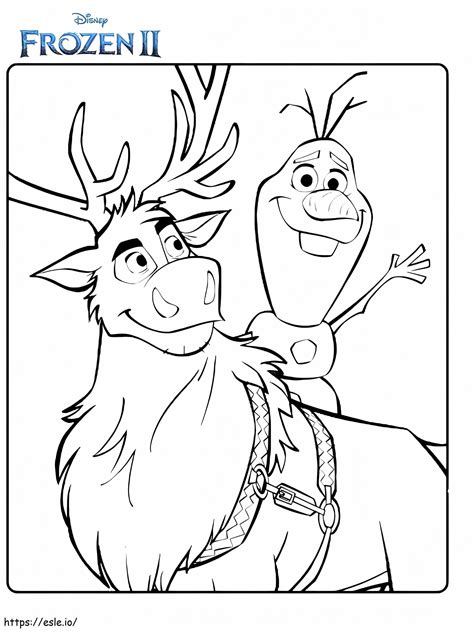 Halaman Mewarnai Olaf Dan Sven Frozen 2 Gambar Mewarnai