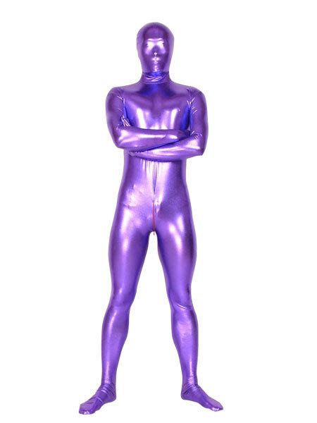 Morph Suit Purple Shiny Metallic Fabric Zentai Suit Unisex Full Body