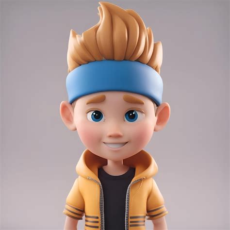 Ilustração 3d de um menino bonito vestindo uma bandana Foto Grátis