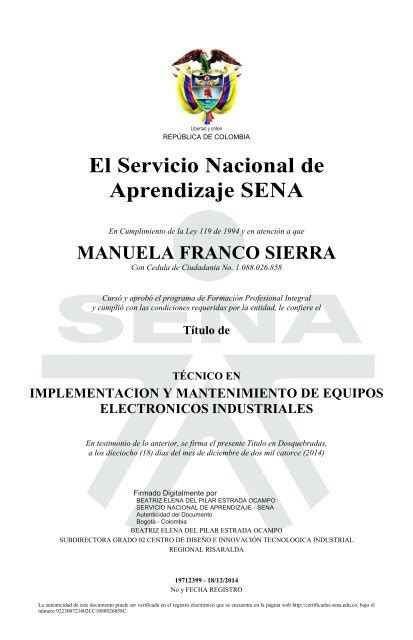 El Servicio Nacional De Aprendizaje Sena