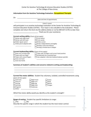 Fillable Online Caties Pages Tcnj Occupational Therapist Form Caties