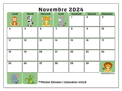 Calendrier Novembre 2024 441LD Michel Zbinden BE