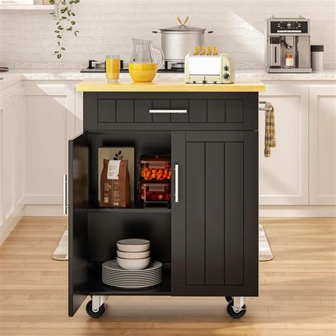 Winston Porter Kitchen Island On Wheels With Storage Cabinet And Drawer 26 Width Rolling Kitchen