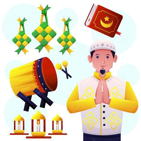 Free Vector Vector Islamic Decor Object Element Set For Eid Design