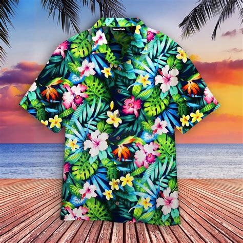 Tropical Floral Hawaiian Shirt Teeuni