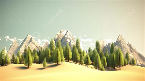 Background Gambar 3d Pemandangan Alam Dengan Pepohonan Pemandangan