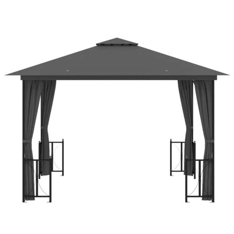 CUQUE Tonnelle Avec Parois Et Toit Double 3x3 M Anthracite CU021